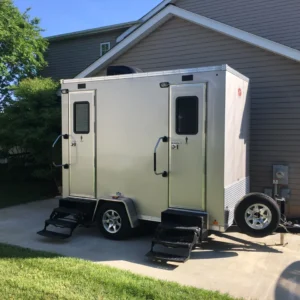 Executive Mobile Restroom Trailer Exterior by Maryland Restroom Rentals