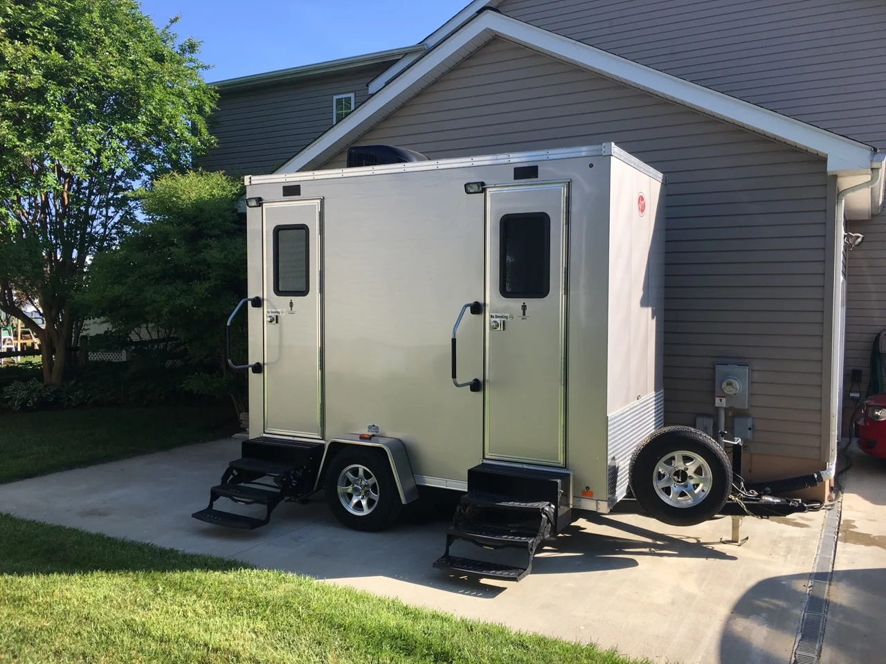 Executive Mobile Restroom Trailer Exterior by Maryland Restroom Rentals