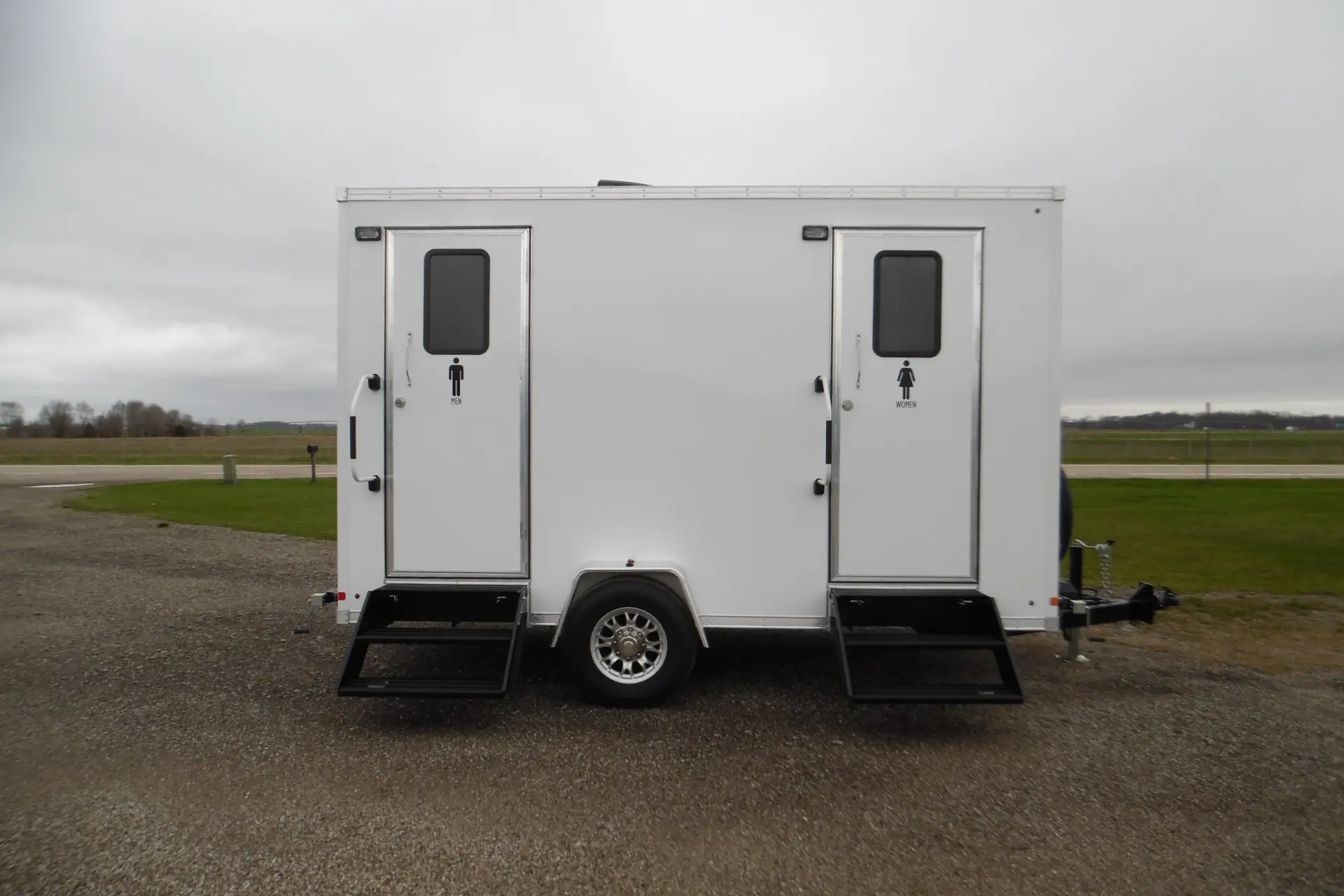 Front of the Country Charm restroom trailer rental